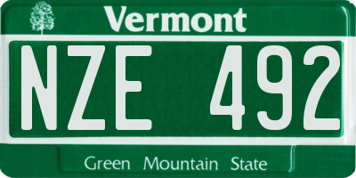 VT license plate NZE492