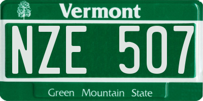 VT license plate NZE507