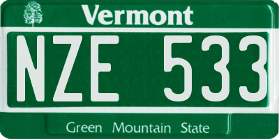 VT license plate NZE533