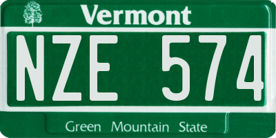 VT license plate NZE574
