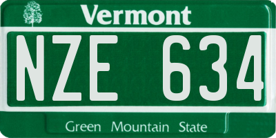 VT license plate NZE634