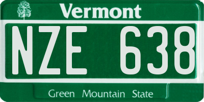 VT license plate NZE638