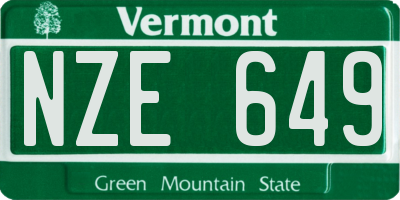 VT license plate NZE649