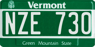 VT license plate NZE730