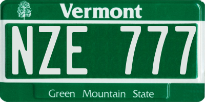 VT license plate NZE777