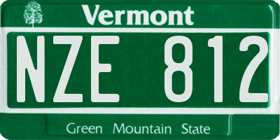 VT license plate NZE812