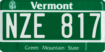 VT license plate NZE817
