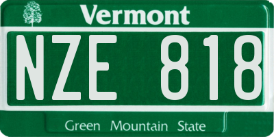 VT license plate NZE818