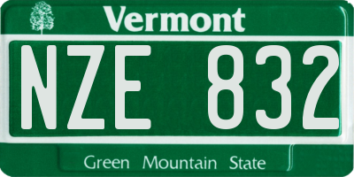 VT license plate NZE832
