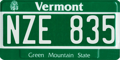 VT license plate NZE835