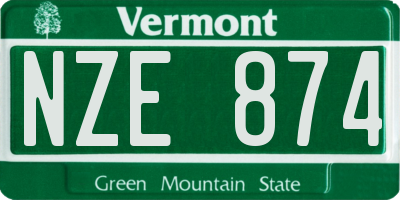VT license plate NZE874