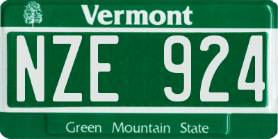 VT license plate NZE924