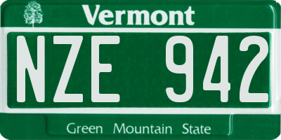 VT license plate NZE942