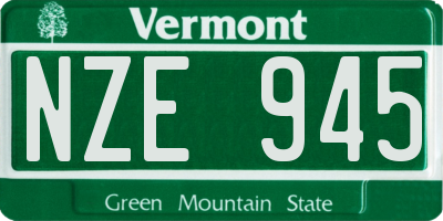 VT license plate NZE945