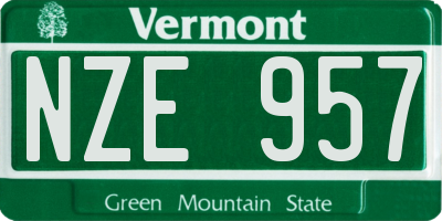 VT license plate NZE957