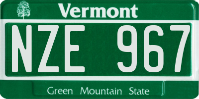 VT license plate NZE967
