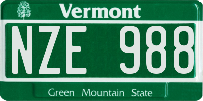 VT license plate NZE988