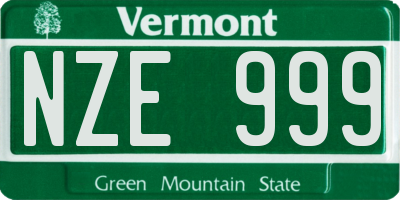 VT license plate NZE999