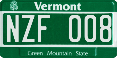 VT license plate NZF008