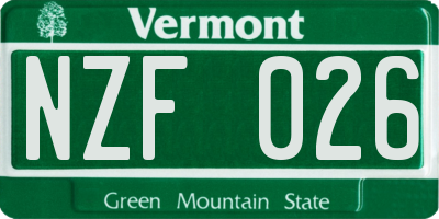 VT license plate NZF026