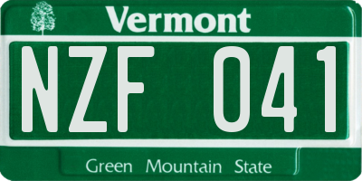 VT license plate NZF041