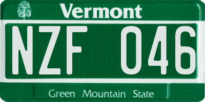 VT license plate NZF046