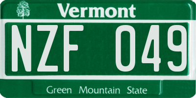 VT license plate NZF049