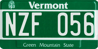 VT license plate NZF056