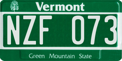 VT license plate NZF073