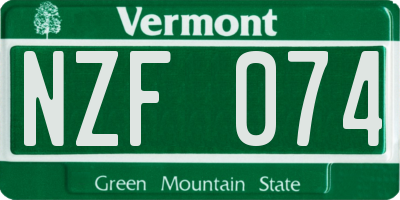 VT license plate NZF074