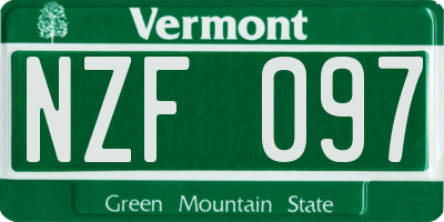 VT license plate NZF097