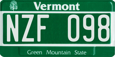 VT license plate NZF098