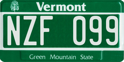 VT license plate NZF099