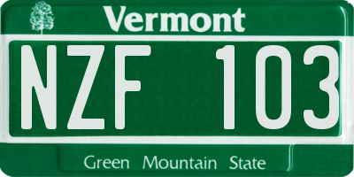 VT license plate NZF103