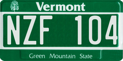 VT license plate NZF104