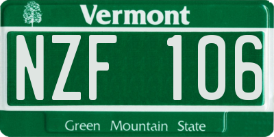 VT license plate NZF106