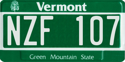 VT license plate NZF107