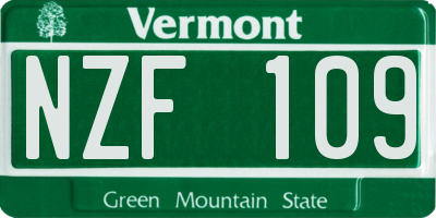 VT license plate NZF109