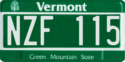 VT license plate NZF115