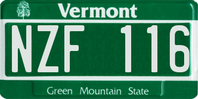 VT license plate NZF116