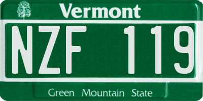 VT license plate NZF119