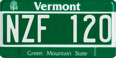 VT license plate NZF120
