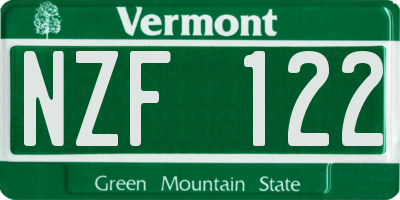 VT license plate NZF122