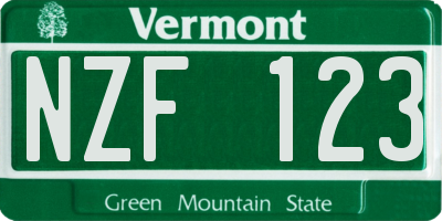 VT license plate NZF123