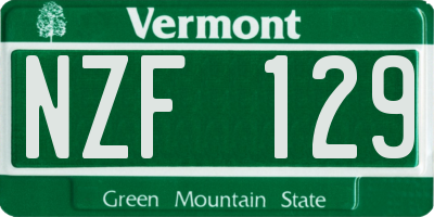 VT license plate NZF129