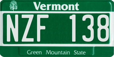 VT license plate NZF138