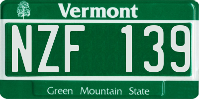 VT license plate NZF139