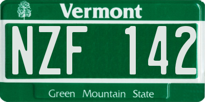 VT license plate NZF142