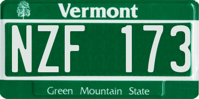 VT license plate NZF173