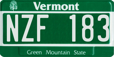 VT license plate NZF183